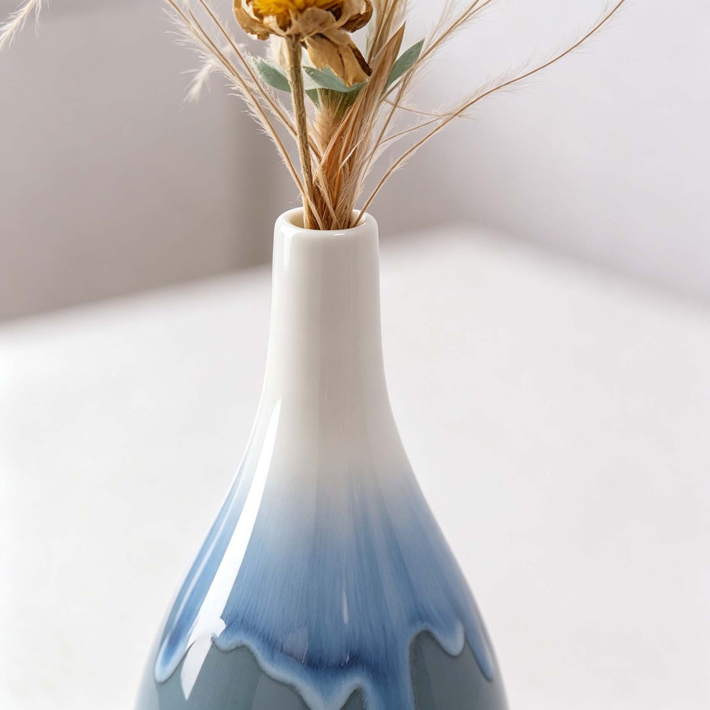 Gradient Glaze Teardrop Ceramic Vase Table Decor