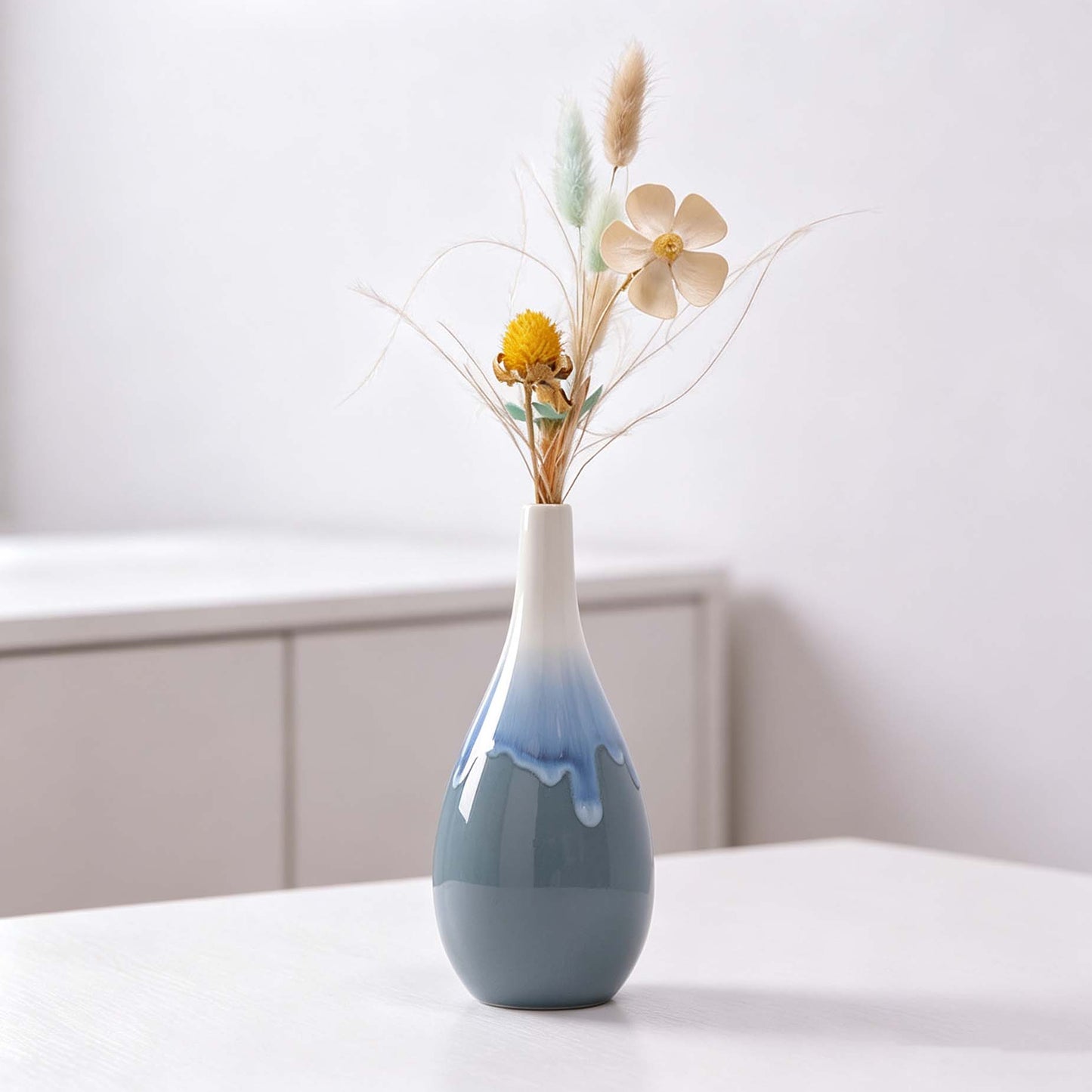 Gradient Glaze Teardrop Ceramic Vase Table Decor