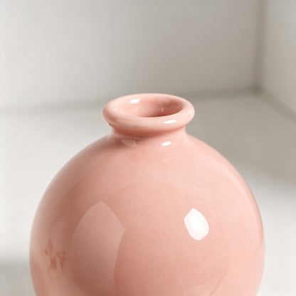 Pink Round Ceramic Mini Vase Table Floral Decor Vase