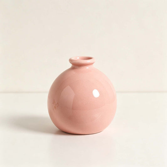 Pink Round Ceramic Mini Vase Table Floral Decor Vase