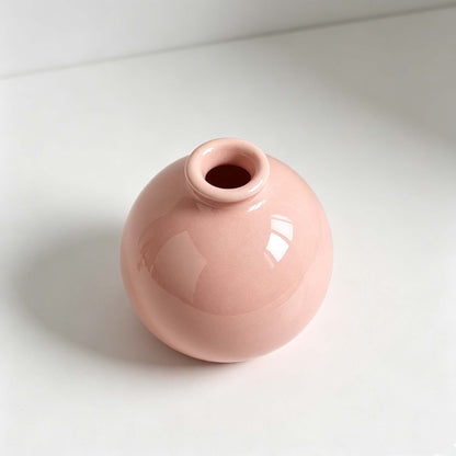Pink Round Ceramic Mini Vase Table Floral Decor Vase