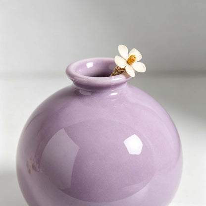 Light Purple Round Mini Ceramic Desktop Vase