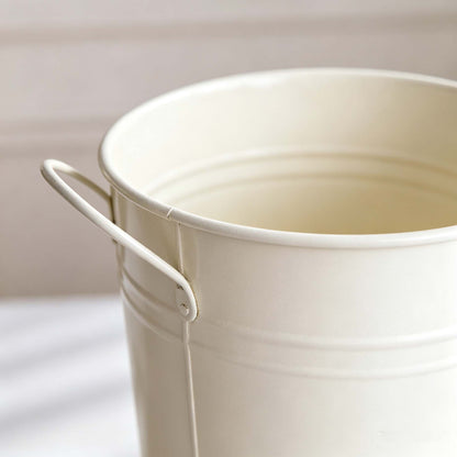 White Metal Bucket for Floral Arrangement