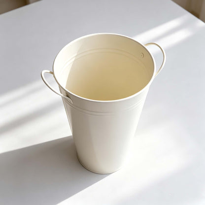 White Metal Bucket for Floral Arrangement