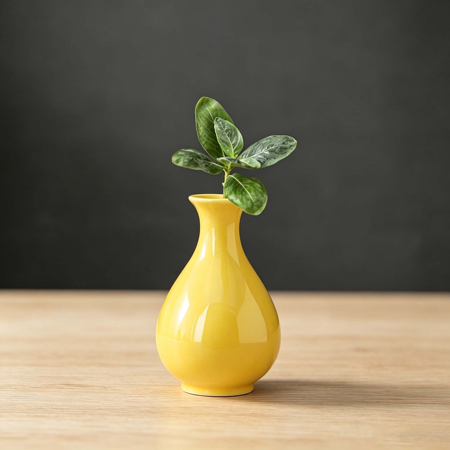 Yellow Ceramic Pear Shaped Mini Vase Table Decor