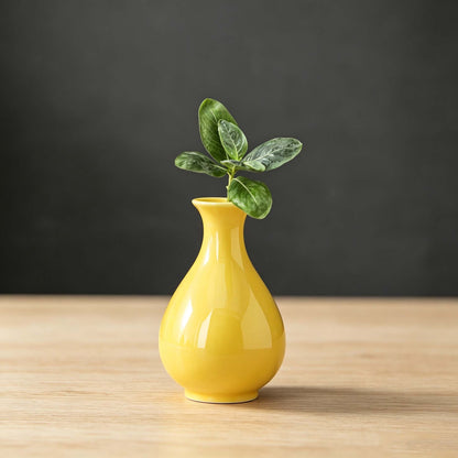 Yellow Ceramic Pear Shaped Mini Vase Table Decor