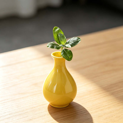Yellow Ceramic Pear Shaped Mini Vase Table Decor